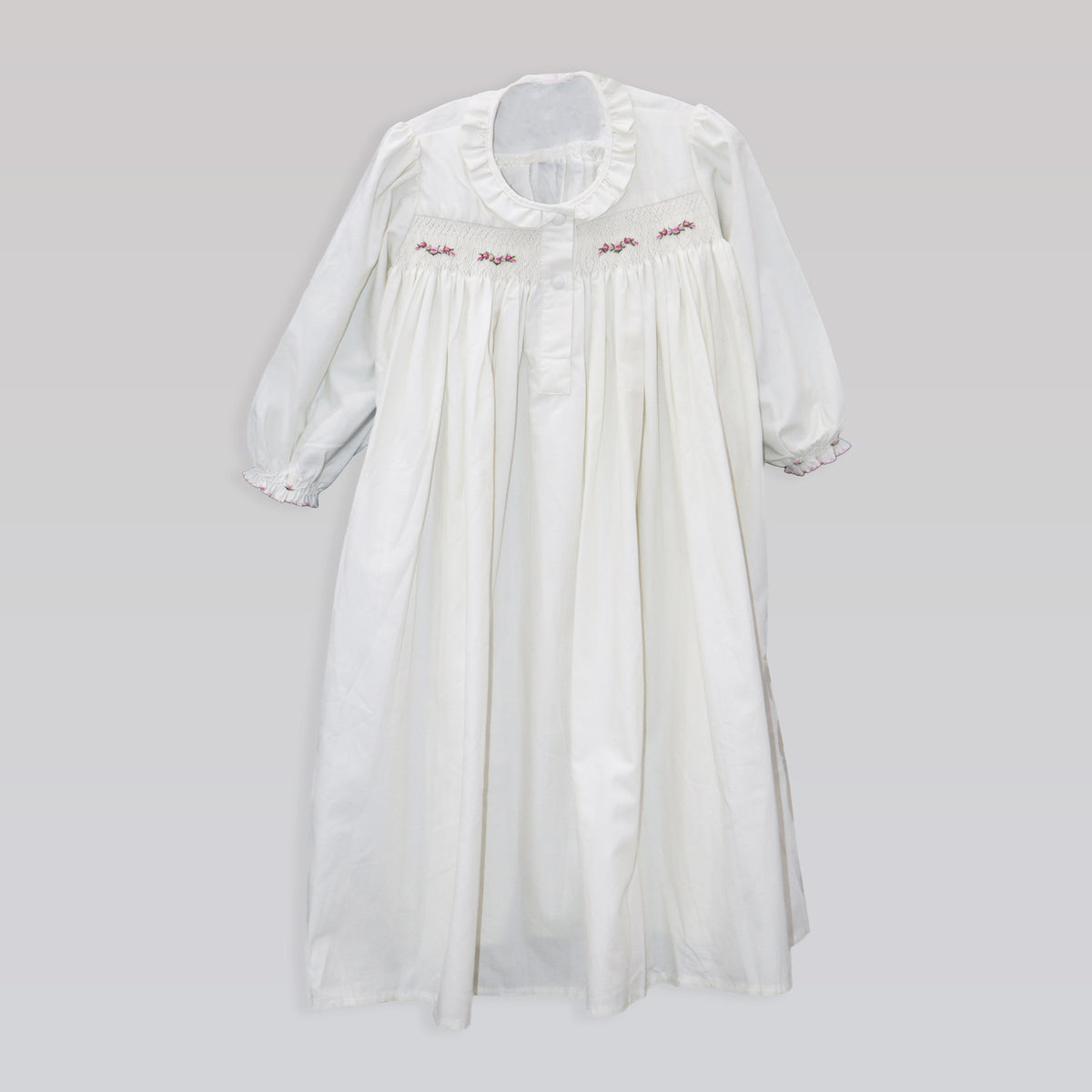 Annafie London Girls Pink Rose Smocked Dress White Collar