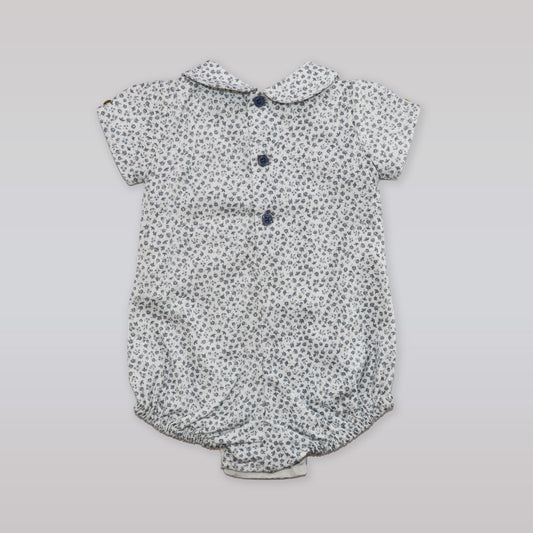 Paz Rodriguez Copitos Woven Blue Romper for Newborn Infants