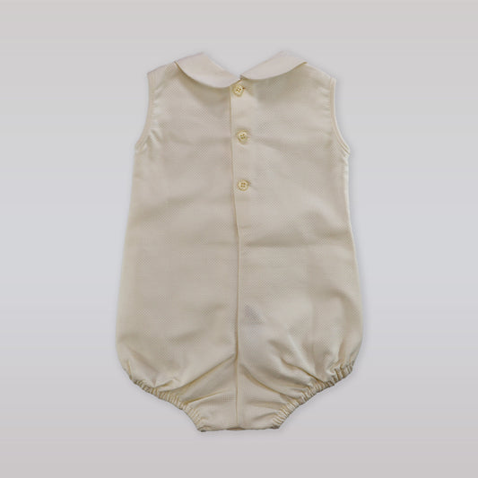 Paz Rodriguez Baby Woven Copitos Romper in Crudo Beige