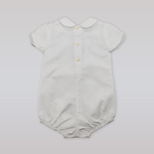 Paz Rodriguez Copitos Baby Woven Romper with Delicate Button Details