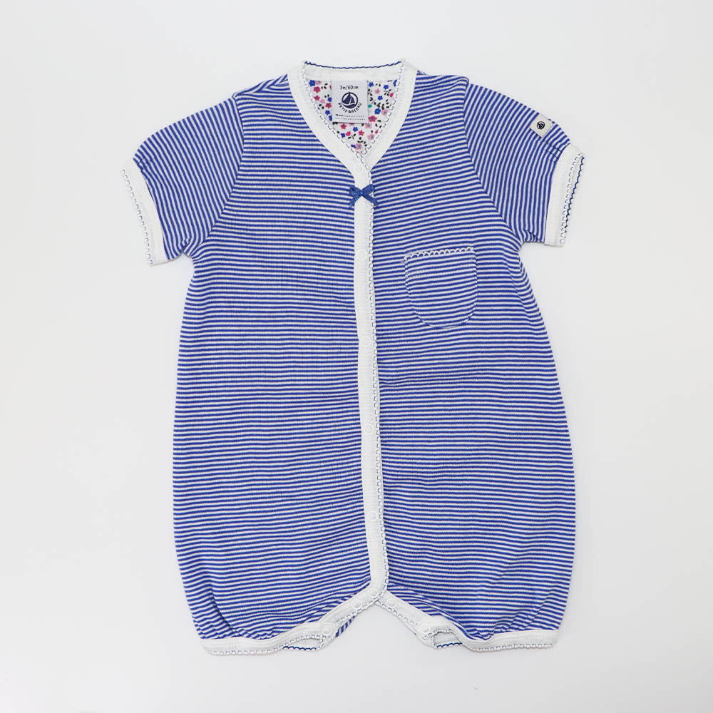 Petit Bateau Baby Cotton Striped Short Romper Playsuit Blue