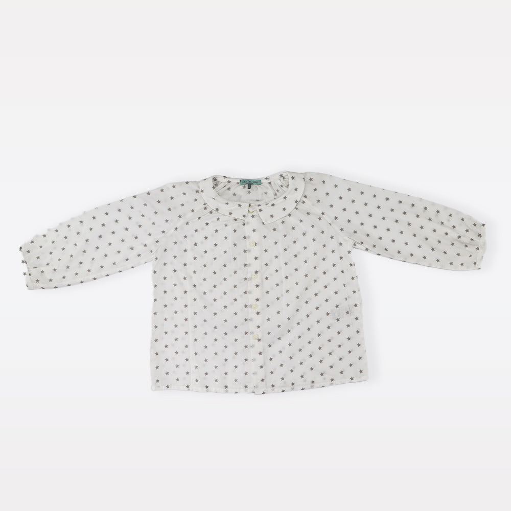 Nanos Baby Girls Elegant Long Sleeve Cotton Ruffle Blusa Top