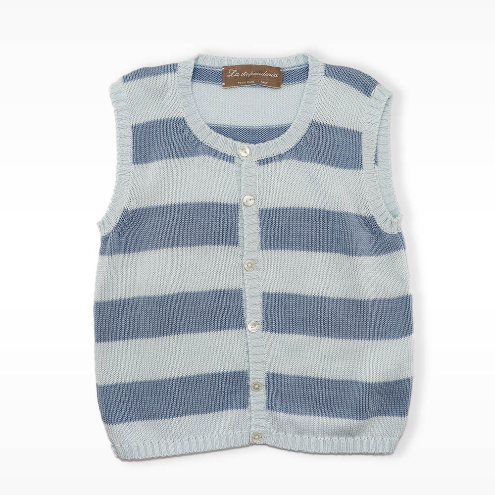La Stupenderia Boys Luxurious Blue Long Sleeve Knit Sweater