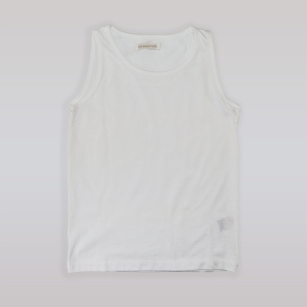 Les Enfantines White Manchot Penguin Graphic Sleeveless Cotton Kids Vest