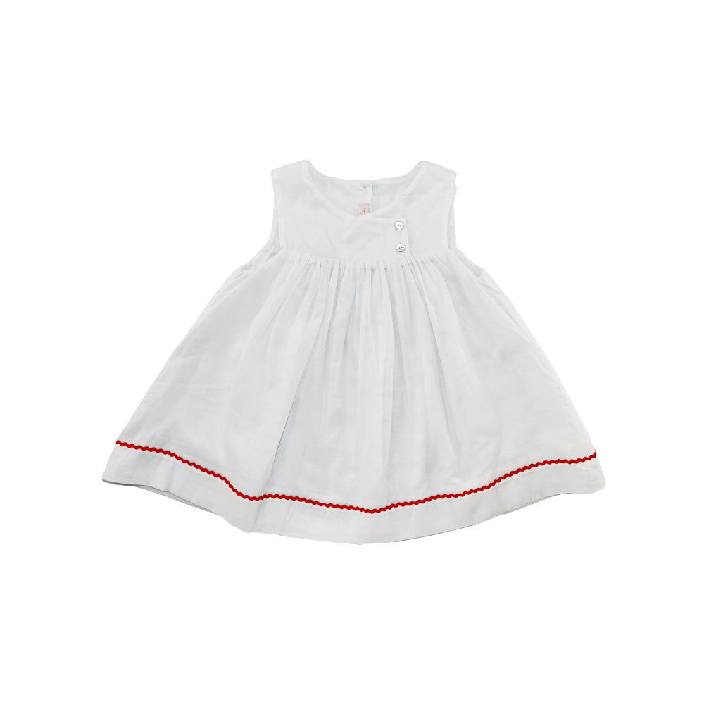 Les Enfantines Baby Sky Blue Poule Romper with Lipstick Braid