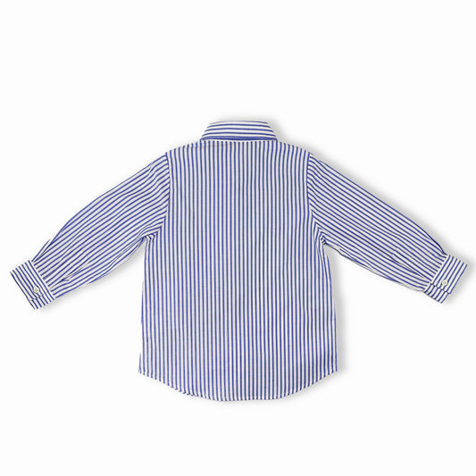Premium La Stupenderia Boys White Cotton Shirt Blue Contrast Trim