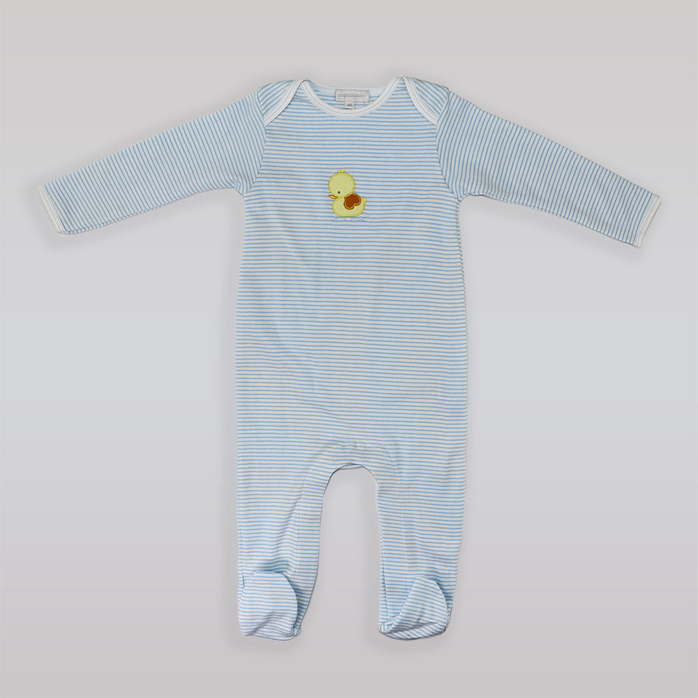 Magnolia Baby Blue Bubbles Applique Cotton Baby Romper Outfit