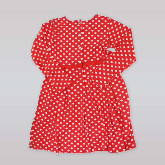 Rachel Riley Girls Polka Dot Jersey Dress in Poppy Ivory