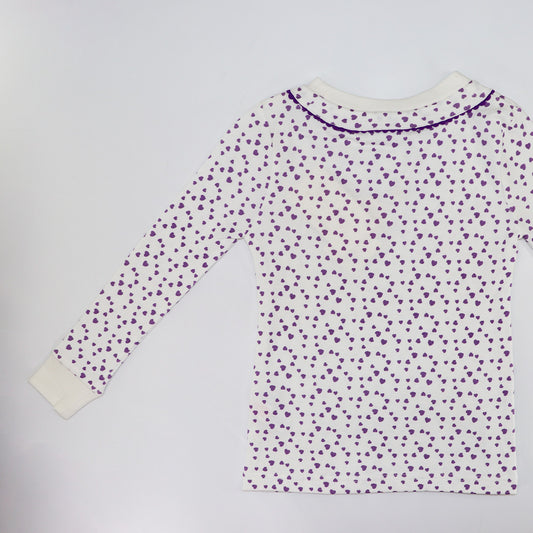 Rachel Riley Girls Lilac Mini Heart Jersey Cotton Pyjamas