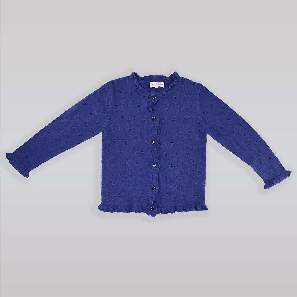 Rachel Riley Boys French Blue Diamond Knit Cotton Cardigan