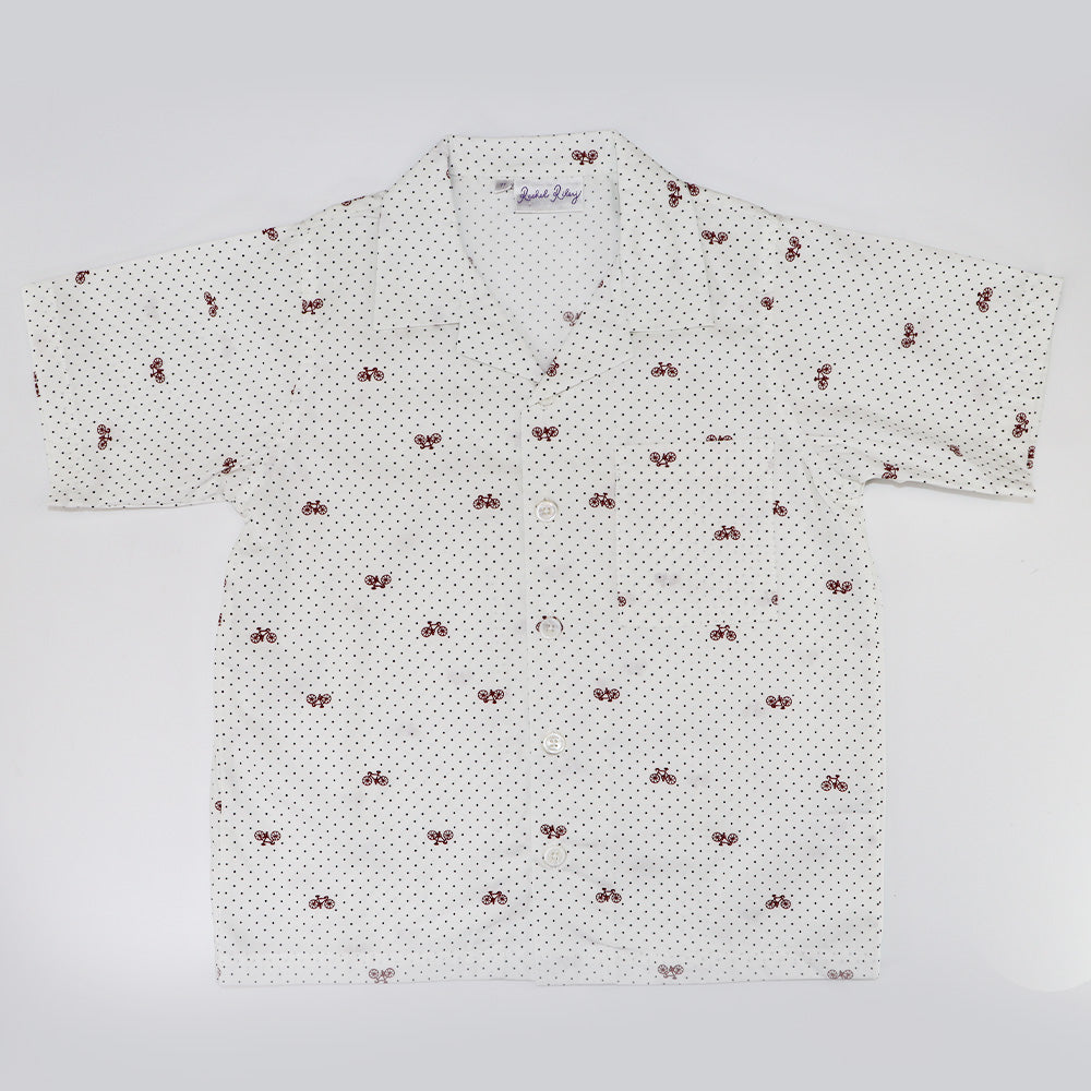 Rachel Riley Boys Mini Bicycle Print Cotton Button-Down Shirt