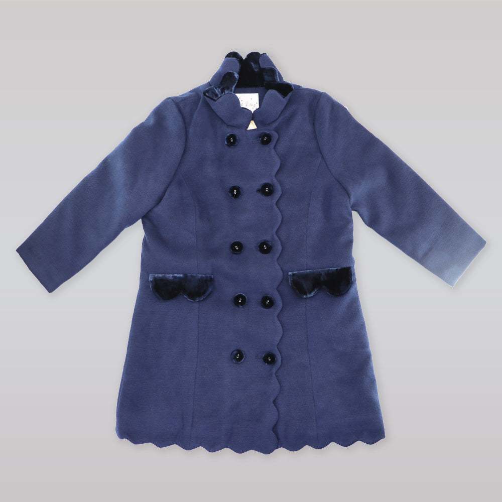 Rachel Riley Classic Navy Blue Double Breasted Childrens Wool Coat