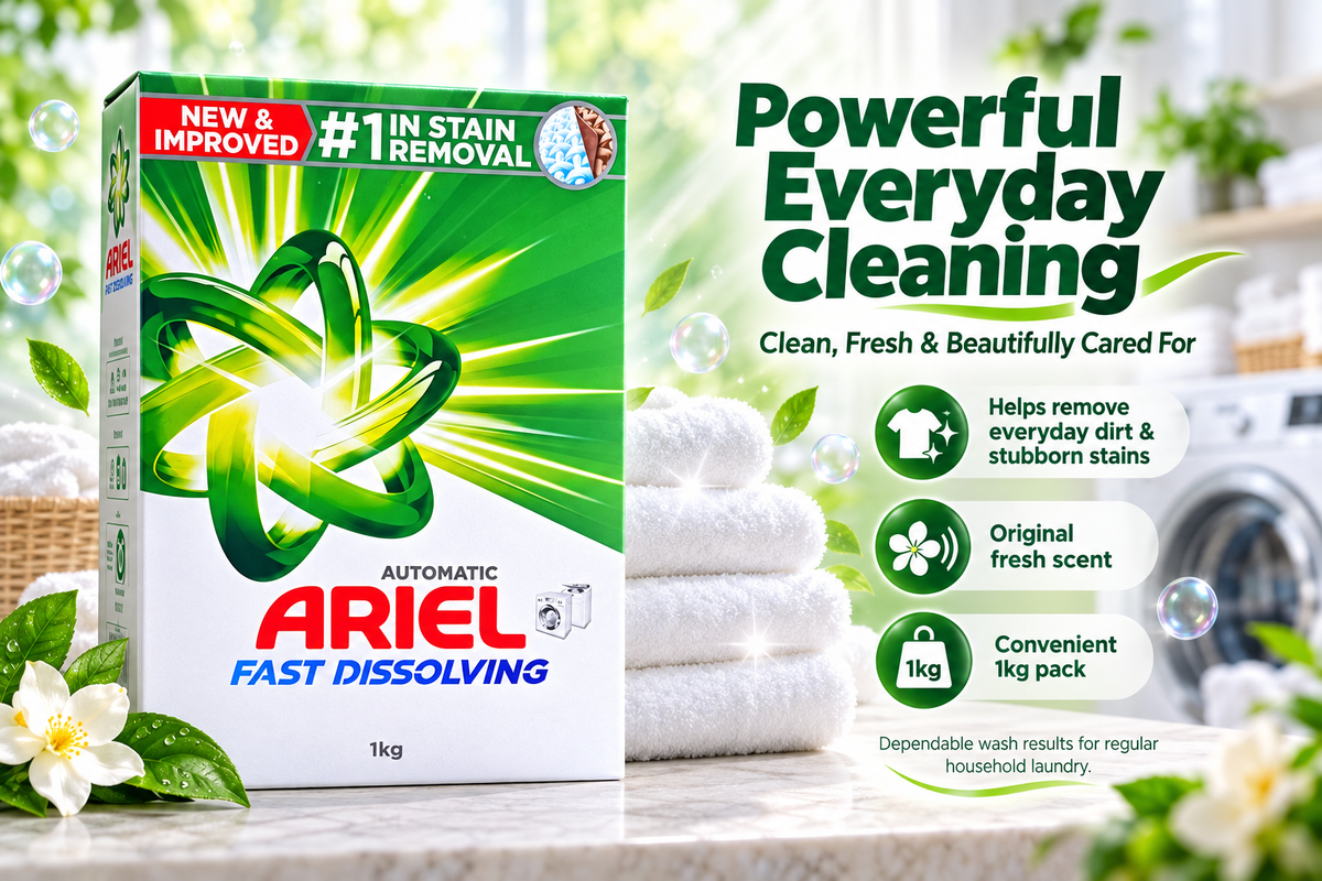 Ariel Original Scent Detergent Powder 1kg x 3pcs – Powerful Deep Cleaning