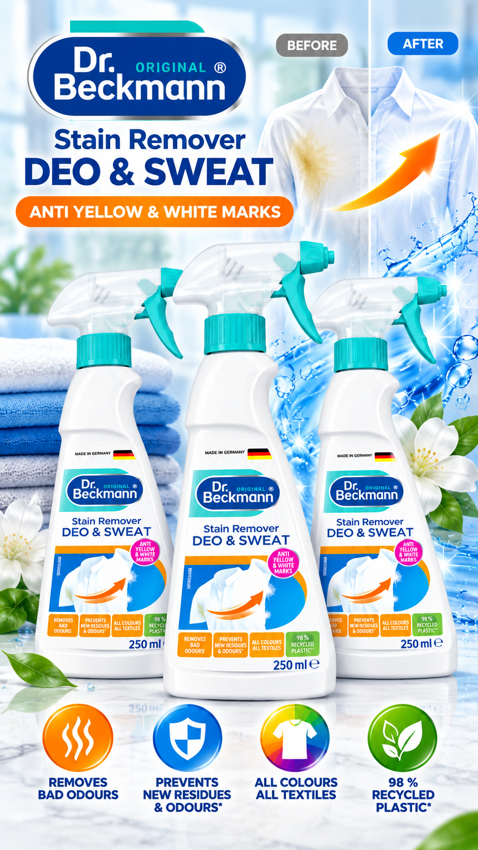 Dr. Beckmann Deo & Sweat Stain Remover Spray – 250ml 3Pcs