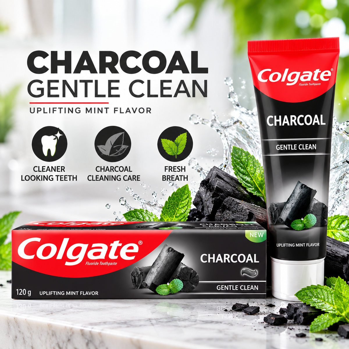 Colgate Gentle Clean Charcoal 120g – Deep Clean & Fresh Breath 6pcs