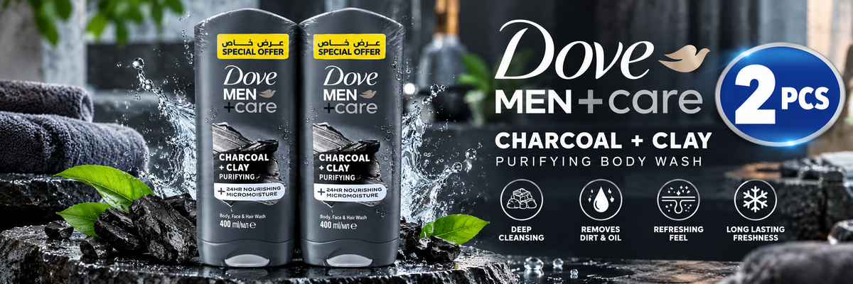 Dove Men+Care Charcoal Shower Gel 400ml  2pcs – Deep Clean & Fresh Skin