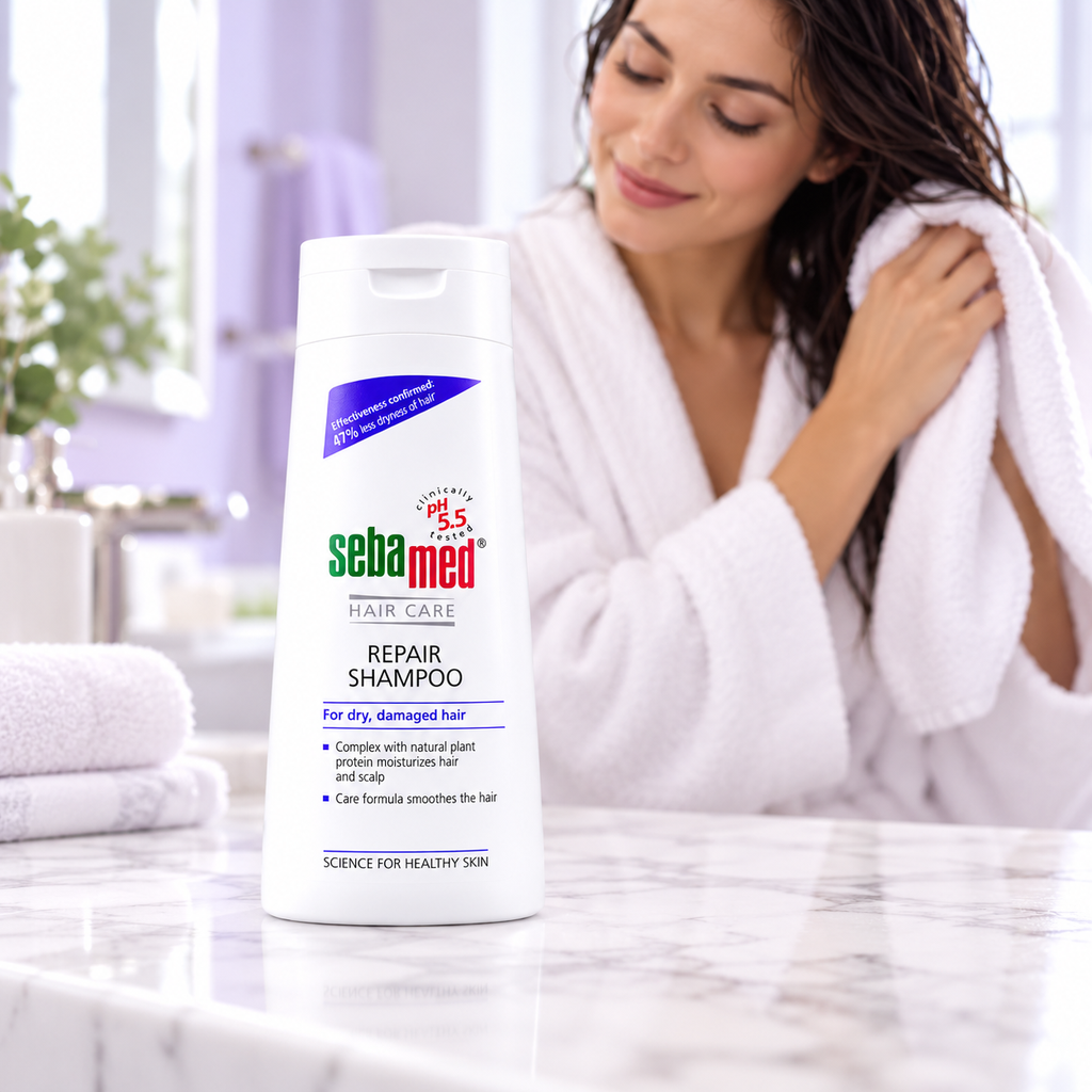 Sebamed Hair Repair Shampoo 200ml – For Dry & Damaged Hair | pH 5.5 (1x3 pcs)