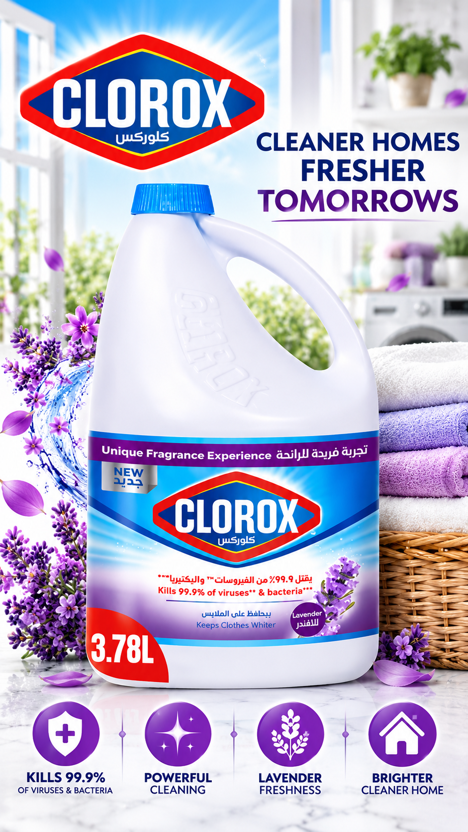Clorox Lavender Bleach 3.78L – Deep Cleaning & Freshness