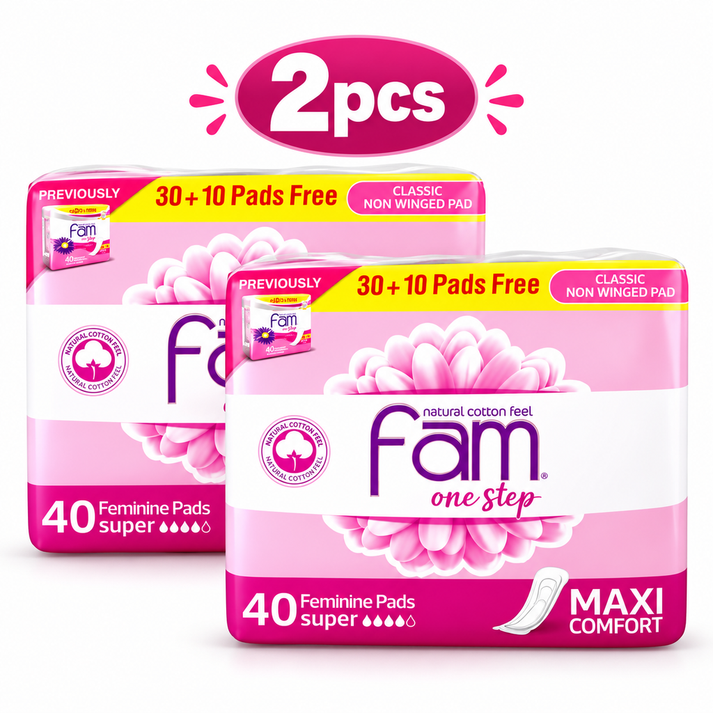 Fam Maxi Pads One Step Pink 40PC x 2pack  – Comfortable Everyday Protection