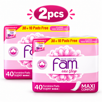 Fam Maxi Pads One Step Pink 40PC x 2pack  – Comfortable Everyday Protection
