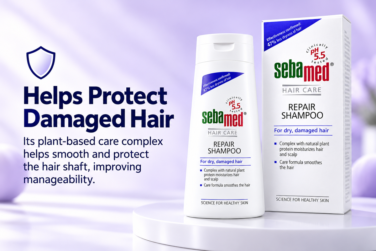 Sebamed Hair Repair Shampoo 200ml – For Dry & Damaged Hair | pH 5.5 (1x3 pcs)