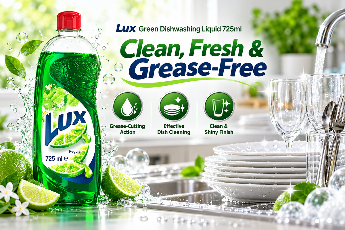 Lux Green Regular Dishwash 750ml x 6pcs – Everyday Kitchen Cleaning