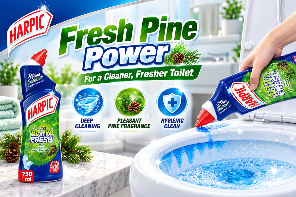 Harpic Fresh Pine Toilet Cleaner 750ml – Powerful Deep Cleaning x 3pcs