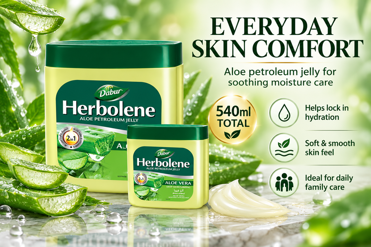 Dabur Herbolene Aloe Petroleum Jelly Value Pack – 425ml 4pcs + 115ml 4pcs