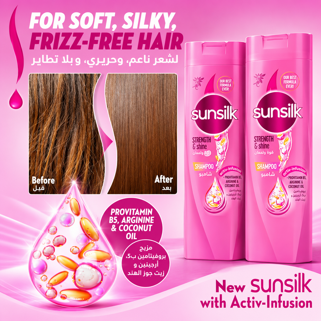 Sunsilk Strength & Shine Shampoo 350ml 2pcs – Stronger, Shinier-Looking Hair