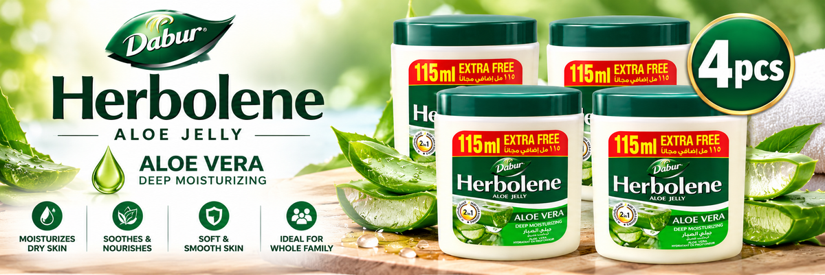 Dabur Herbolene Aloe Jelly 115ml x 4pcs  Free – Soft & Nourished Skin