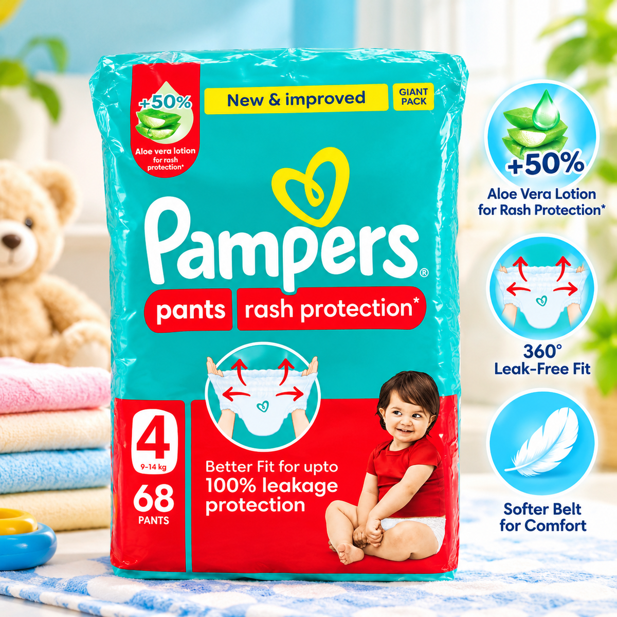 Pampers Pants Rash Protect Size 4 – Jumbo Pack  68 Pants