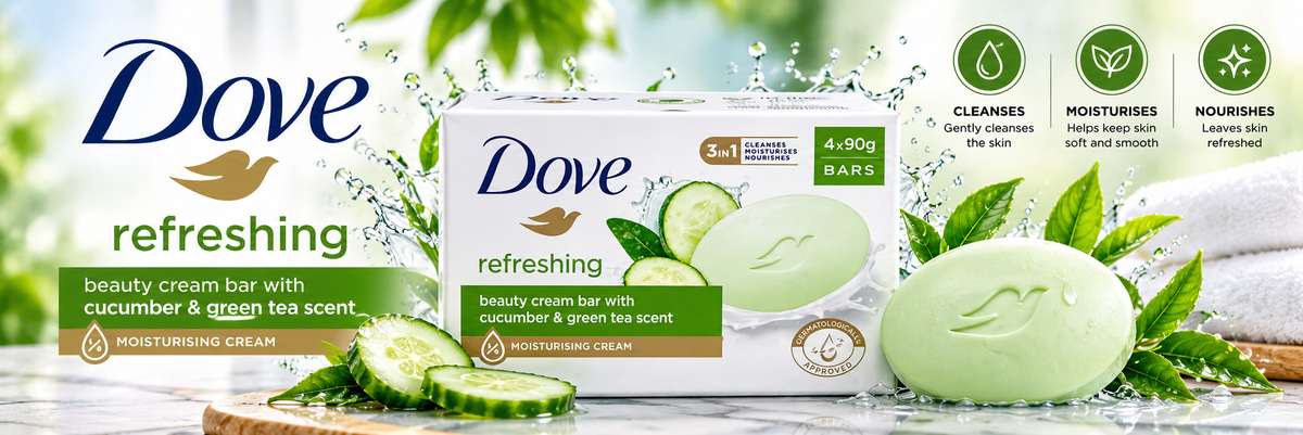 Dove Refreshing Soap 90g – Soft, Smooth & Fresh Everyday Care 4pcs