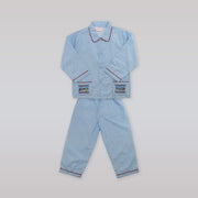 Annafie London Boys Blue Car Hand Smocked Cotton Pyjamas