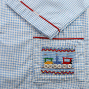 Annafie London Boys Blue Striped Cotton Car Embroidery Pyjama Set