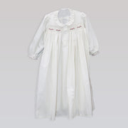 Annafie London Girls Pink Rose Smocked Dress White Collar