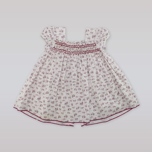 Fleurisse & Leon Bunny Print White and Violet Baby Outfit