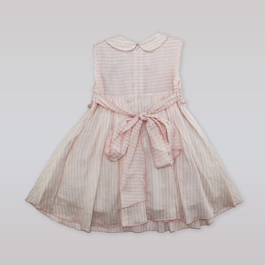 Fleurisse & Leon Lissette Light Pink Striped Elegant Girls Dress