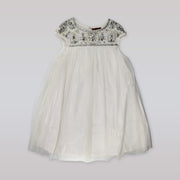 Fleurisse and Leon Angeline Girls White Diamond Pattern Party Dress