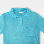 Soft Blue Ancar Ribbed Jersey Knit Sweater for Toddlers