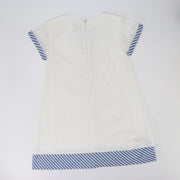 Ancar Girls Blue Geometric Print Cotton Dress with Back Bow