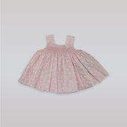 Sarah Louise Baby Girl Pink Smocked Dress with Delicate Floral Embroidery