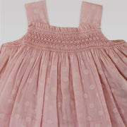 Sarah Louise Baby Girl Pink Smocked Dress with Delicate Floral Embroidery