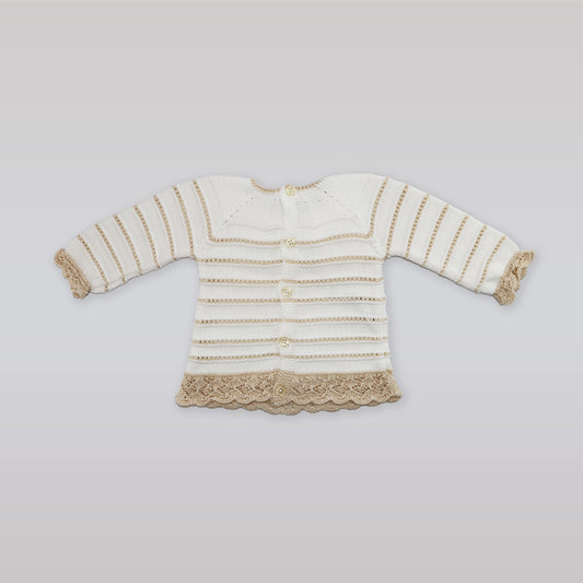 Paz Rodriguez Baby Long Sleeve Knit Sweater Crudo Beige