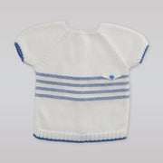 Paz Rodriguez Baby Nautical Anchor Short Sleeve White Knit Sweater