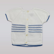 Paz Rodriguez Baby Nautical Anchor Short Sleeve White Knit Sweater
