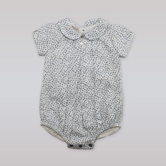 Paz Rodriguez Copitos Woven Blue Romper for Newborn Infants