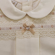 Paz Rodriguez White Woven Copitos Romper for Newborn Baby Infants