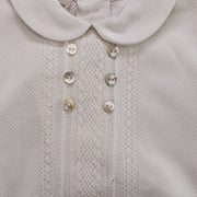 Paz Rodriguez Copitos Baby Woven Romper with Delicate Button Details