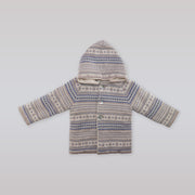 Paz Rodriguez Baby Hooded Knit Coat in Porcelain Hazelnut