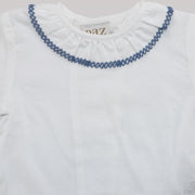 Paz Rodriguez White Cotton Baby Blouse with Elegant Ruffled Collar